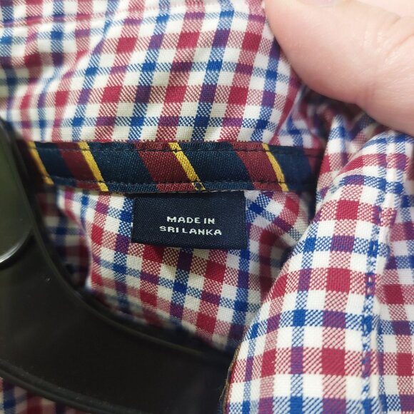 Cremieux Collection Men's Red & Blue Gingham Button Up Long Sleeve Shirt Size XL - Picture 10 of 12